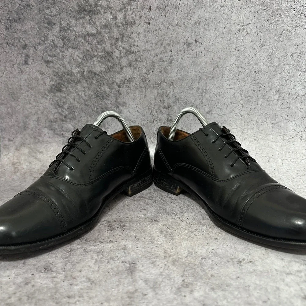 Bostonian Classics Oxford Mens 8.5 Black Leather Cap Toe Dress Shoes 20350
